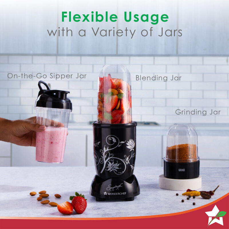 Nutri-blend Mixer Grinder Blender, Smoothie Maker, 3 Unbreakable Jars (Blending, Grinding, and Sipper Jar), 500W 22000 RPM 100% Full Copper Motor, SS Blades, 2 Year Warranty, Black - Image 5