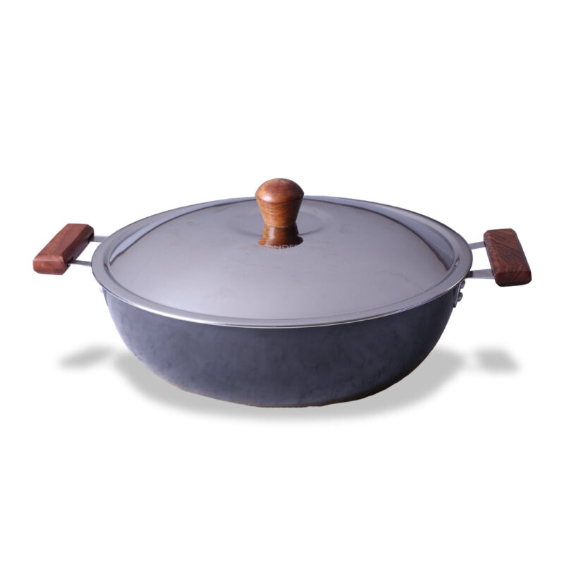Ebony 30 cm Hard Anodized Deep Kadhai/Kadai with Lid - 6 Litre | Ideal for Sauteeing veggies, Dal and Curries | Black - Image 8