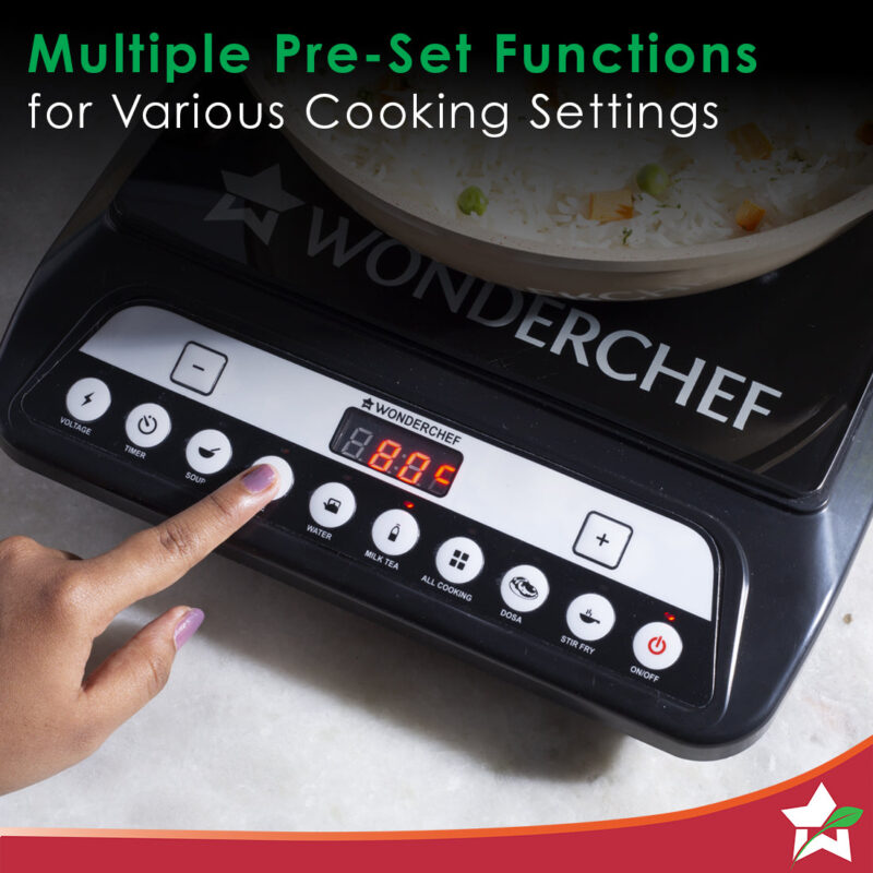 Wonderchef Renewed Power 1400W Induction Cooktop | 11 Preset Functions | Push Touch Control Button Induction Cooktop - Image 2