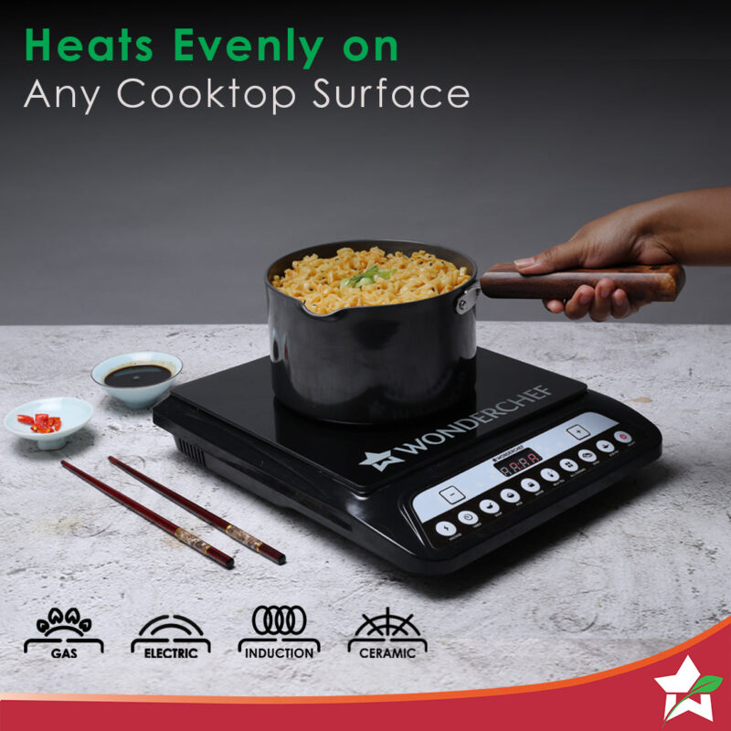 Ebony Hard Anodized 16 cm Nonstick Sauce Pan | Non Stick Sauce Pan | 2 L | 3.25 mm | Black and Brown - Image 2