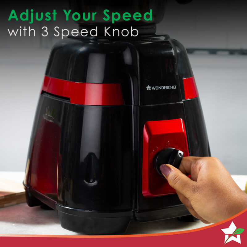 Platinum Mixer Grinder 750W with 4 Stainless Steel Jars And Anti-Rust Stainless Steel Blades, Ergonomic Handles, 5 Years Warranty On Motor, Black & Crimson - Image 3