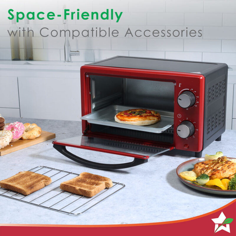 Oven Toaster Griller (OTG) Crimson Edge - 9 Litres - with Auto-shut Off, Heat-resistant Tempered Glass, Multi-stage Heat Selection, 2 Years Warranty, 650W, Red - Image 4