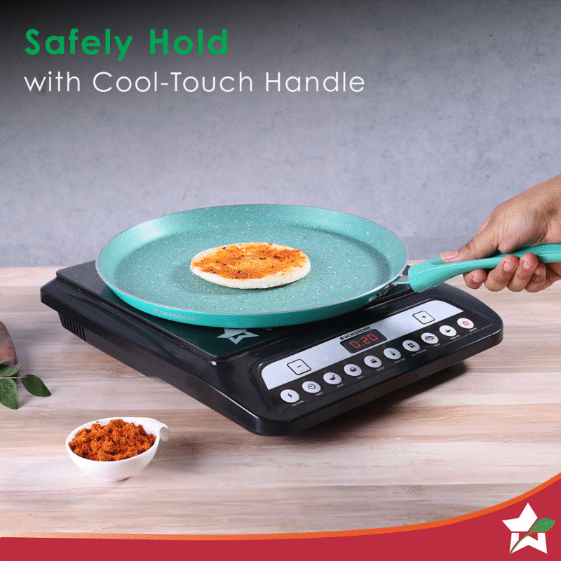 Wonderchef Renewed Celebration Non-stick 28cm Dosa Tawa | Induction Friendly | Soft Touch Handle | Pure Grade Aluminium | 2.2mm | PFOA/Heavy Metals Free - Image 3