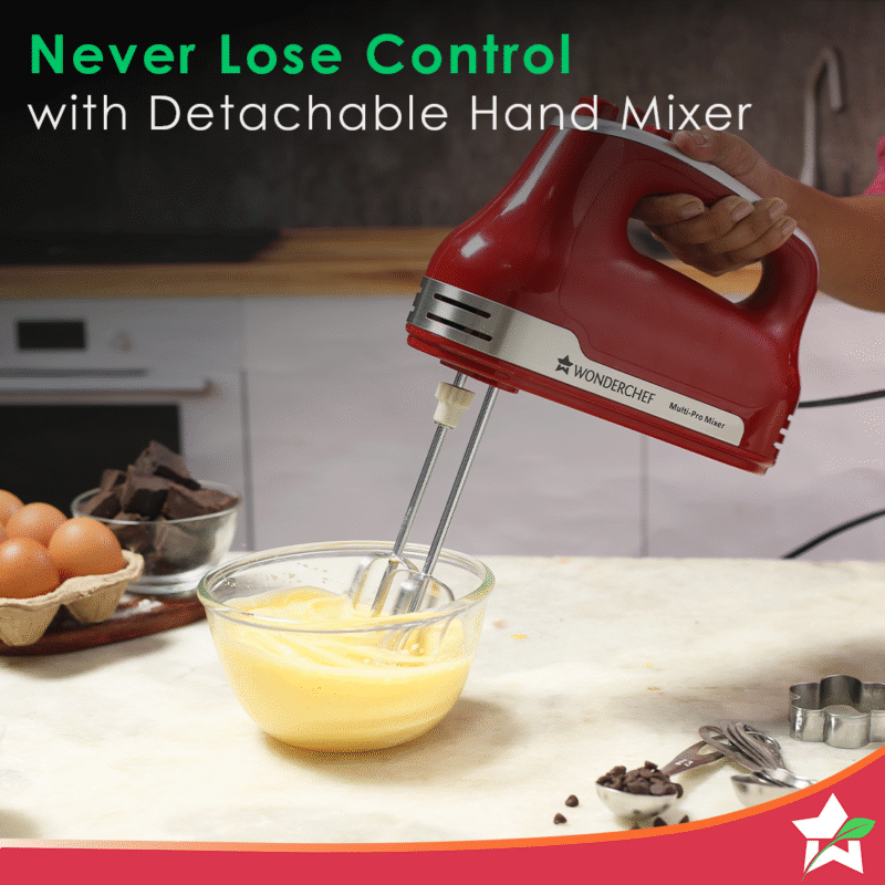 Crimson Revo Stand Mixer and Beater with 5 Speed Settings | Rotating Head Technology | 4.5L SS Bowl | 300 Watt Powerful Copper Motor | Mixing Beater, Dough Hook Attachments & Spatula | Ideal for Home Cooks & Professional Bakers |  2 Year Warranty | Red - Image 2