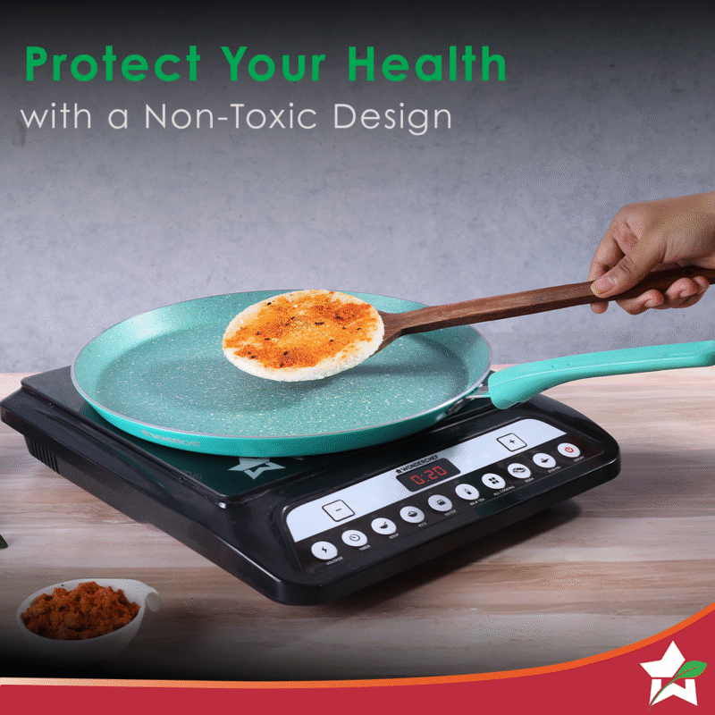 Wonderchef Renewed Celebration Non-stick 28cm Dosa Tawa | Induction Friendly | Soft Touch Handle | Pure Grade Aluminium | 2.2mm | PFOA/Heavy Metals Free - Image 5