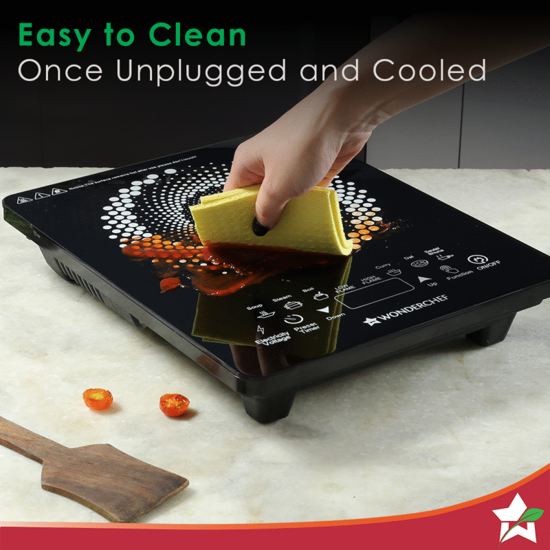 Swift Induction Cooktop with 8 Power Settings|2200 Watt Induction Cooktop| Pre-set Menus for Soups, Curries, Dals, Saute Masala|Crystal Glass Top Surface| LCD Digital Panel | Smart Touch Buttons|Compact & Portable Induction Cooktop| 2 Year Warranty - Image 5