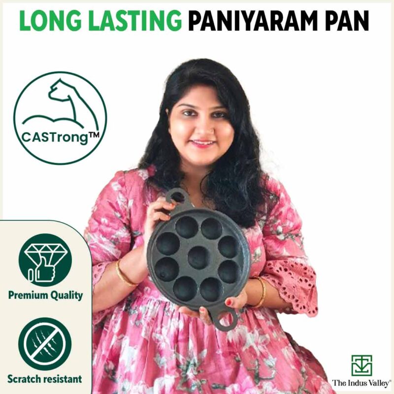 Super Smooth 9 Pit/Cup Cast Iron Paniyaram/Appe Pan+ Free Spatula, Pre-seasoned, Natural Nonstick, 100% Pure, Toxin-free, 21 cm, 2.8kg - Image 11