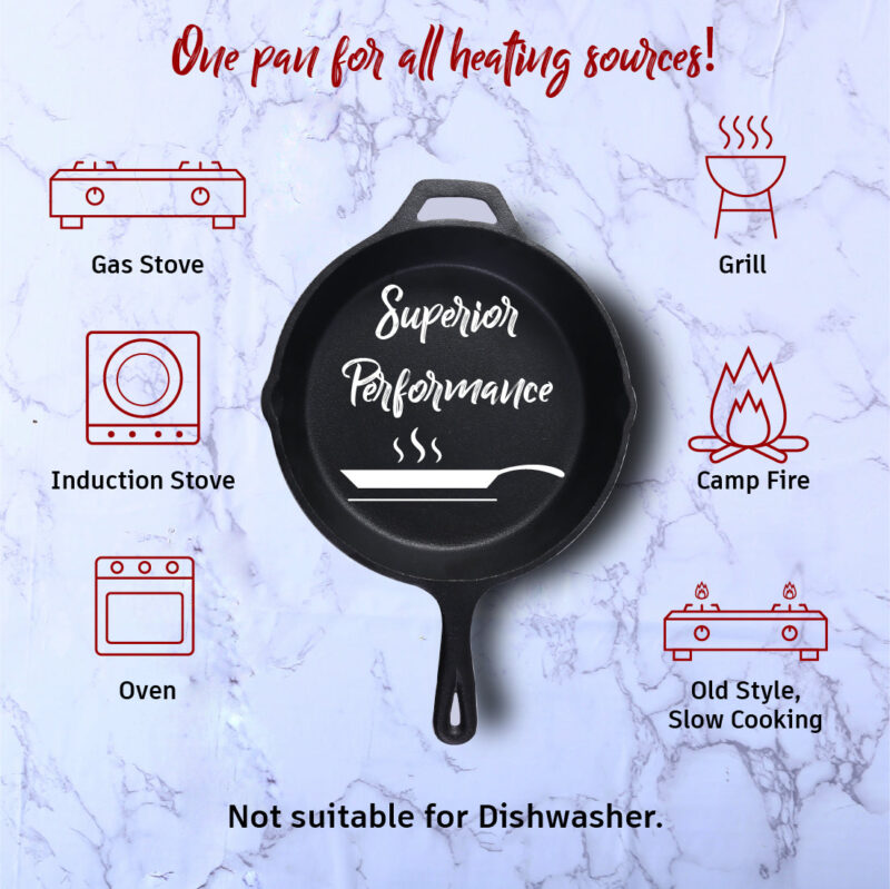 Forza Pre Seasoned 15 cm Cast Iron Fry Pan | With Lifetime Exchange Warranty | Black - Image 4