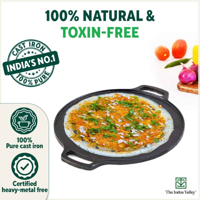 CASTrong Thick Cast Iron Kadai+Tawa+Free ₹110 Spatula,Kitchen set for Home, Pre-seasoned,100% Pure,Toxin-free - Image 5