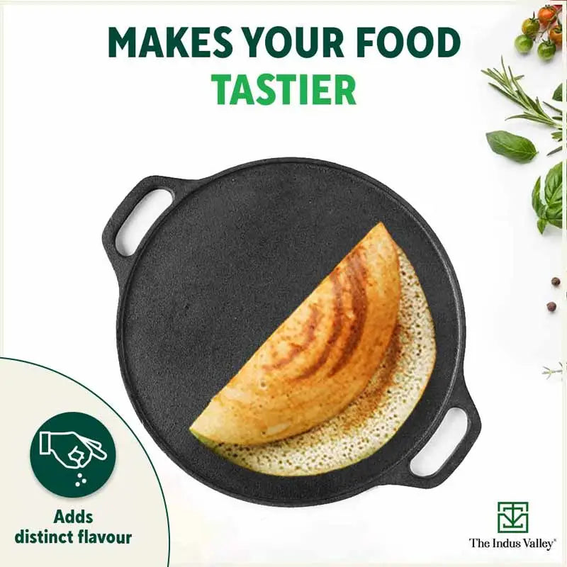 CASTrong Cast Iron Roti/Dosa Tawa,Pre-seasoned, Nonstick, 100% Pure, Toxin-free, Induction, 30.2cm, 2.4kg - Image 9