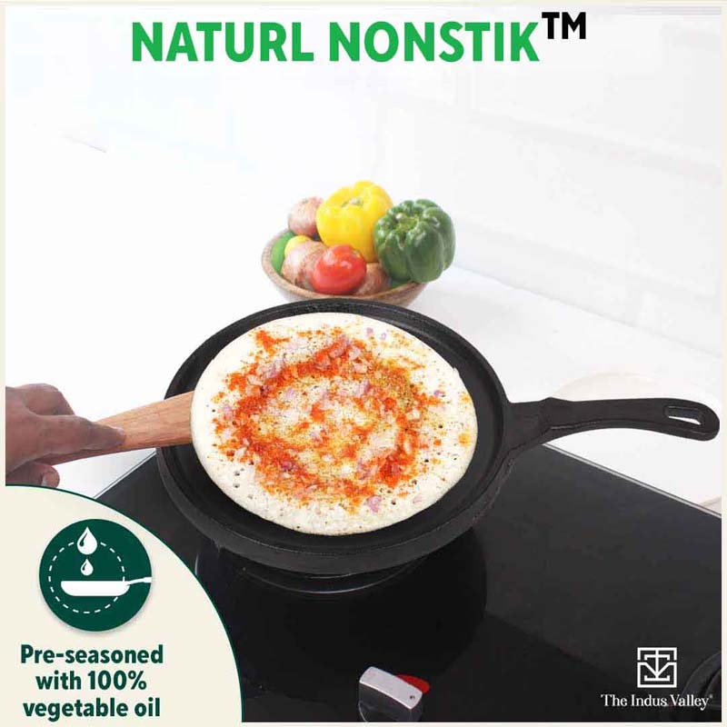 CASTrong Cast Iron Tawa,Pre-seasoned, Nonstick, 100% Pure, Toxin-free, Induction, 25.5cm, 2.2kg - Image 7