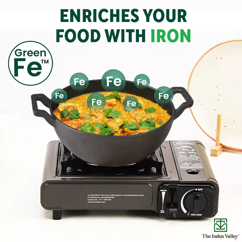 CASTrong Cast Iron Kadai, Pre-seasoned, Nonstick, 100% Pure, Toxin-free, Induction, 21/25cm, 1.7L/3.1L, 1.7kg/3.3kg - Image 6