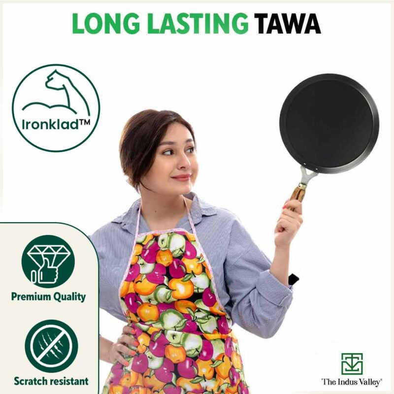 100% Pure Sheet Iron Tawa, Wooden Handle, Seasoned, Toxin-free, Induction, 26cm, 1kg - Image 10