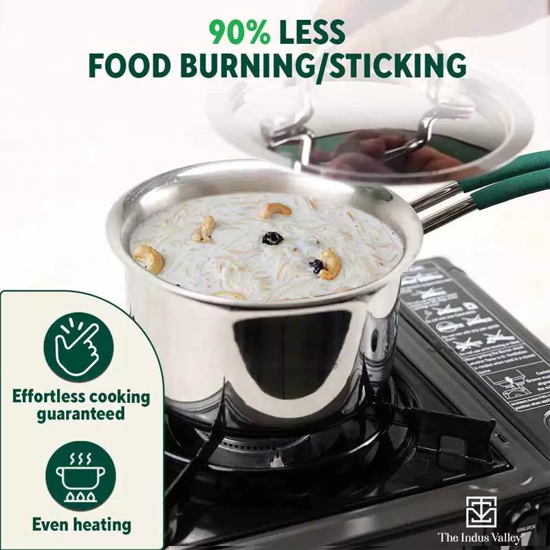TurboCuk Tri-ply Stainless Steel Tea/Milk Pan/Saucepan+ Steel Lid, Premium Quality, 3 Layer Thick Body, 100% Toxin-free, Non-stick, Induction & Gas, 1.4/2/3L - Image 8
