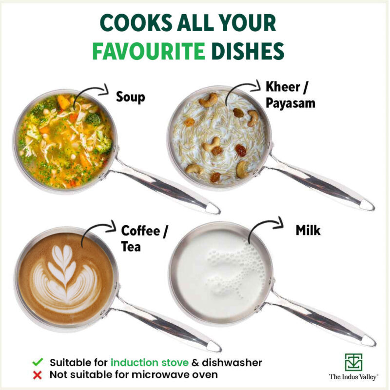 TurboCuk Tri-ply Stainless Steel Saucepan/ Milk/ Tea Pan+ Glass Lid, Premium Quality, 3 Layer Thick Body, 100% Toxin-free, Non-stick, Induction & Gas, 1.5/3.5L - Image 12