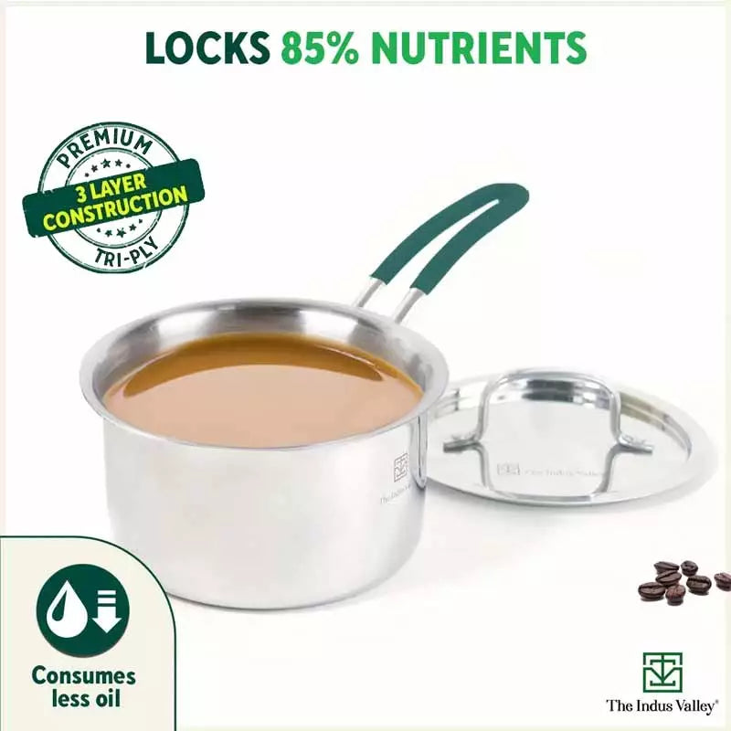 TurboCuk Tri-ply Stainless Steel Tea/Milk Pan/Saucepan+ Steel Lid, Premium Quality, 3 Layer Thick Body, 100% Toxin-free, Non-stick, Induction & Gas, 1.4/2/3L - Image 2