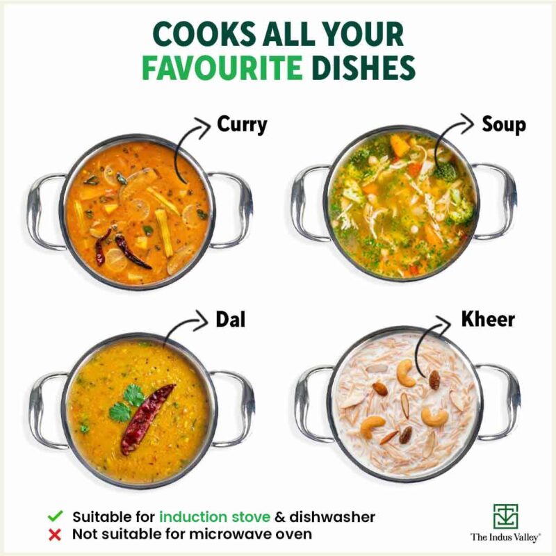 TurboCuk Tri-ply Stainless Steel Casserole/ Cooking Pot/ Sauce Pot+ Steel Lid, Premium Quality, 3 Layer Thick Body, 100% Toxin-free, Non-stick, Induction & Gas, 2.1L - Image 9