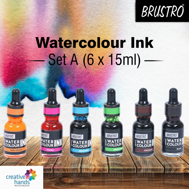 Brustro Watercolour Ink Set A of 6 x 15ml (6 Shades with Free Watercolour A5 Wiro Journal Worth Rs 399 - Image 2