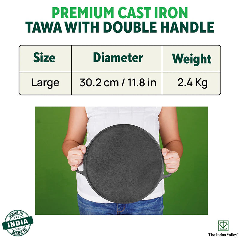 CASTrong Cast Iron Roti/Dosa Tawa, Pre-seasoned, Nonstick, 100% Pure, Toxin-free, Gas & Induction, Free ₹110 Spatula, 30.2cm, 2.4kg - Image 2