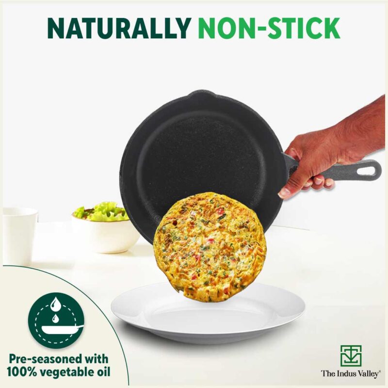 CASTrong Cast Iron Fry Pan/Skillet, Pre-seasoned, Natural Nonstick, 100% Pure, Toxin-free, Induction, 20.3cm, 0.9L, 1.6kg - Image 8