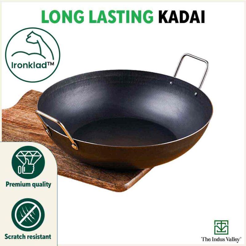 100% Pure Sheet Iron Kadai, Seasoned, Toxin-free, 1.4/2.7/4.4L, 0.6/0.9/1.4kg - Image 10