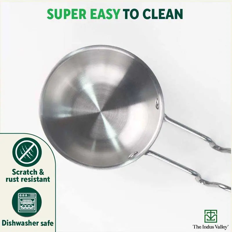 TurboCuk Triply Stainless Steel Tadka Pan for Spice Seasoning/Heating, Premium Quality, 3 Layer Thick Body, 100% Toxin-free, Non-stick, Induction & Gas, 12cm, 300ml - Image 7