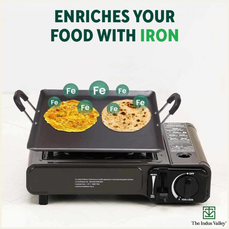 100% Pure Sheet Iron Tawa, Square, Cool Bakelite Handle, Seasoned, Toxin-free, Induction, 29.5cm, 1.88kg - Image 6