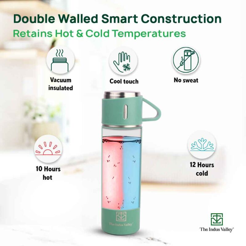 Pro-hydro Stainless Steel Vacuum Insulated Flask with Drinking Mug Lid, Hot & Cold Bottle, 500 ml - Image 5