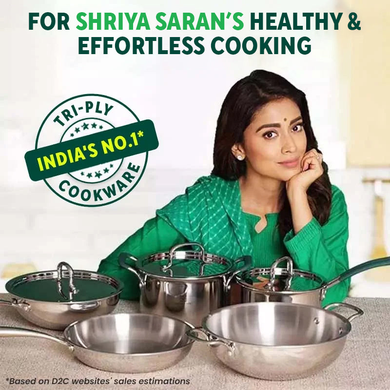 TurboCuk Tri-ply Stainless Steel Kadai+ Glass Lid, Premium Quality, 3 Layer Thick Body, 100% Toxin-free, Non-stick, Induction & Gas, 1.7/2.7/4L - Image 2