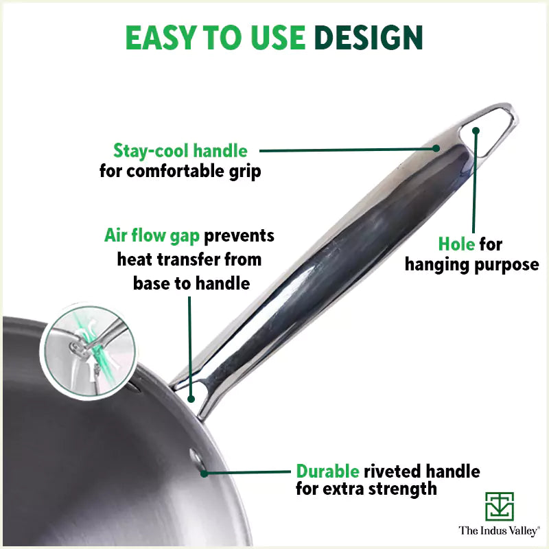 TurboCuk Tri-ply Stainless Steel Fry Pan, Premium Quality, 3 Layer Thick Body, 100% Toxin-free, Non-stick, Induction & Gas, Free ₹110 Spatula, 22/24/26 cm, 1.5/1.7/1.9L - Image 7