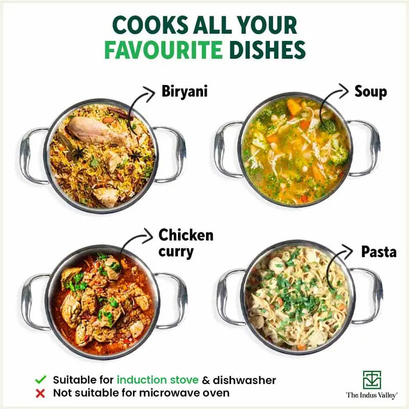 TurboCuk Tri-ply Stainless Steel Casserole/ Biryani Cooking Pot+ Steel Lid, Premium Quality, 3 Layer Thick Body, 100% Toxin-free, Non-stick, Induction & Gas, 3.1L - Image 11