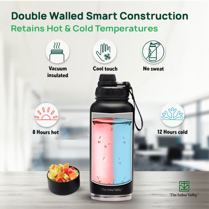 Premium Stainless Steel Vacuum Insulated Water Bottle Flask, Storage Container, Hot & Cold, 900 ml - Image 7