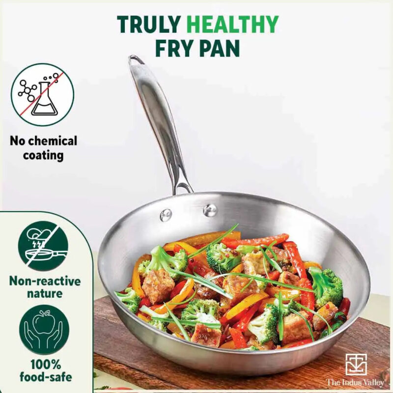 TurboCuk Tri-ply Stainless Steel Fry Pan, Premium 3 Layer Thick Body, Induction, Non-stick, 23.4/25.4/28 cm, 1.5/1.7/1.9L - Image 5