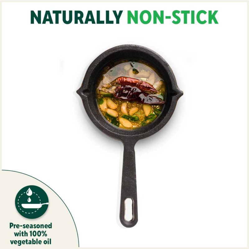 CASTrong Cast Iron Tadka Pan, Pre-seasoned, Natural Nonstick, 100% Pure, Toxin-free, Induction - Image 7