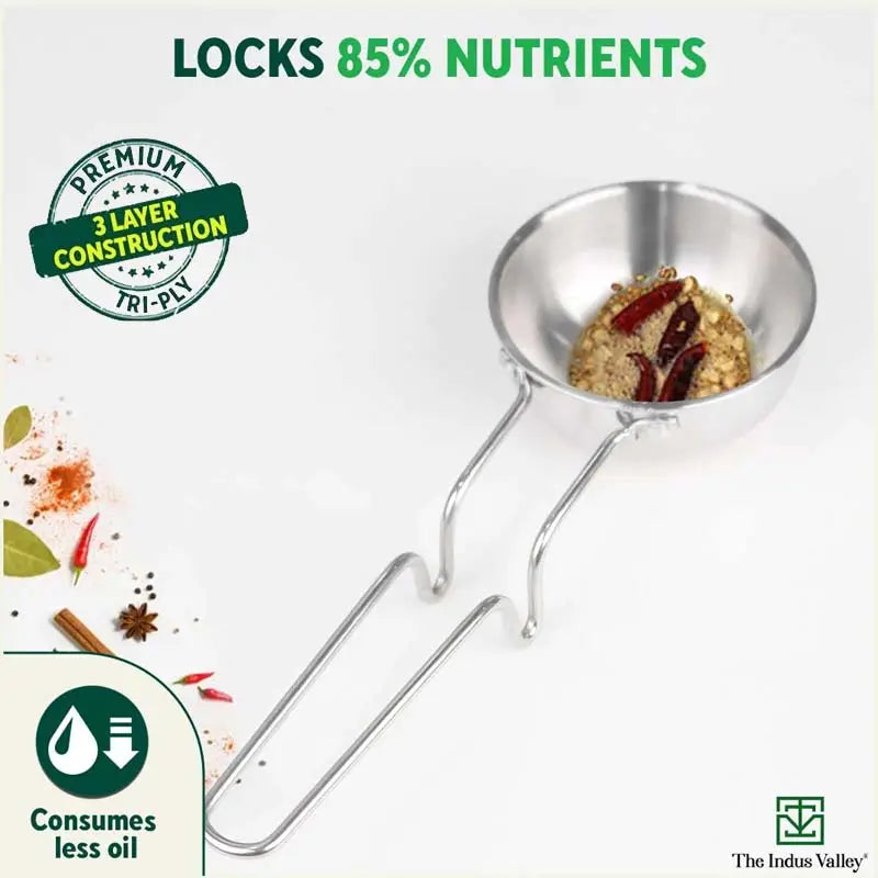 TurboCuk Triply Stainless Steel Tadka Pan for Spice Seasoning/Heating, Premium Quality, 3 Layer Thick Body, 100% Toxin-free, Non-stick, Induction & Gas, 12cm, 300ml - Image 4