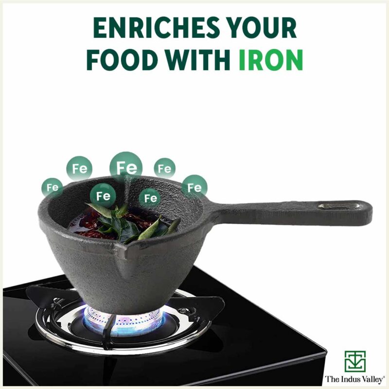 CASTrong Cast Iron Tadka Pan, Pre-seasoned, Natural Nonstick, 100% Pure, Toxin-free, Induction - Image 5