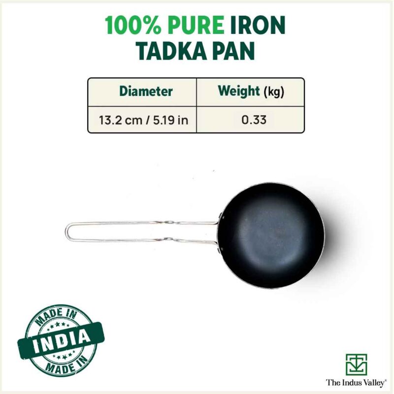 100% Pure Sheet Iron Tadka Pan with Stainless Steel Handle, Pre-seasoned, Toxin-free, Induction - Image 2