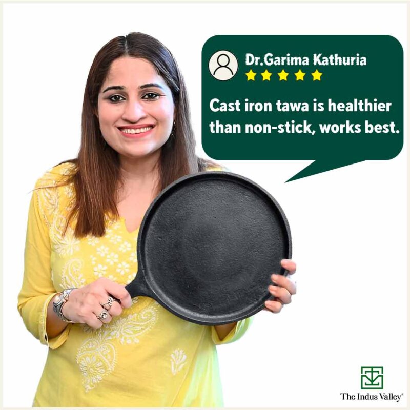 CASTrong Cast Iron Tawa with Handle, Pre-seasoned, 100% Pure, Toxin-free, Induction, 25.7cm, 2kg - Image 11