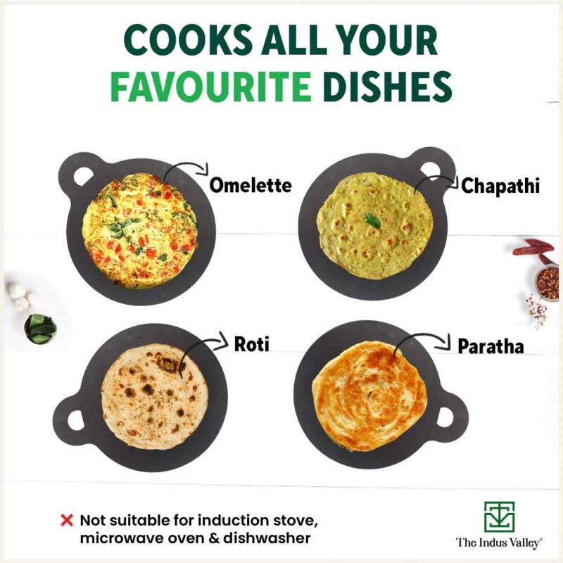 100% Pure Sheet Iron Tawa + Free ₹110 Spatula, Pre-seasoned, Toxin-free, 30.5cm, 1.8 / 1.4 kg - Image 2