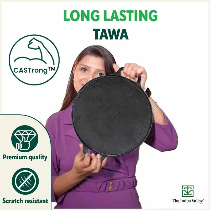 CASTrong Cast Iron Roti/Dosa Tawa,Pre-seasoned, Nonstick, 100% Pure, Toxin-free, Induction, 30.2cm, 2.4kg - Image 10