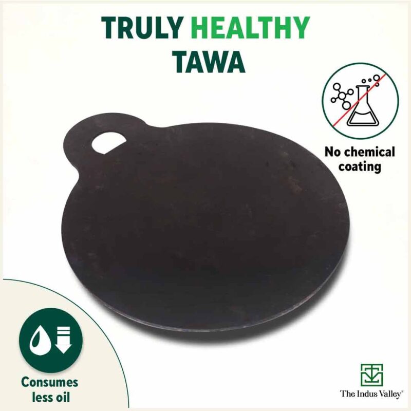 100% Pure Sheet Iron Tawa + Free ₹110 Spatula, Pre-seasoned, Toxin-free, 30.5cm, 1.8 / 1.4 kg - Image 5