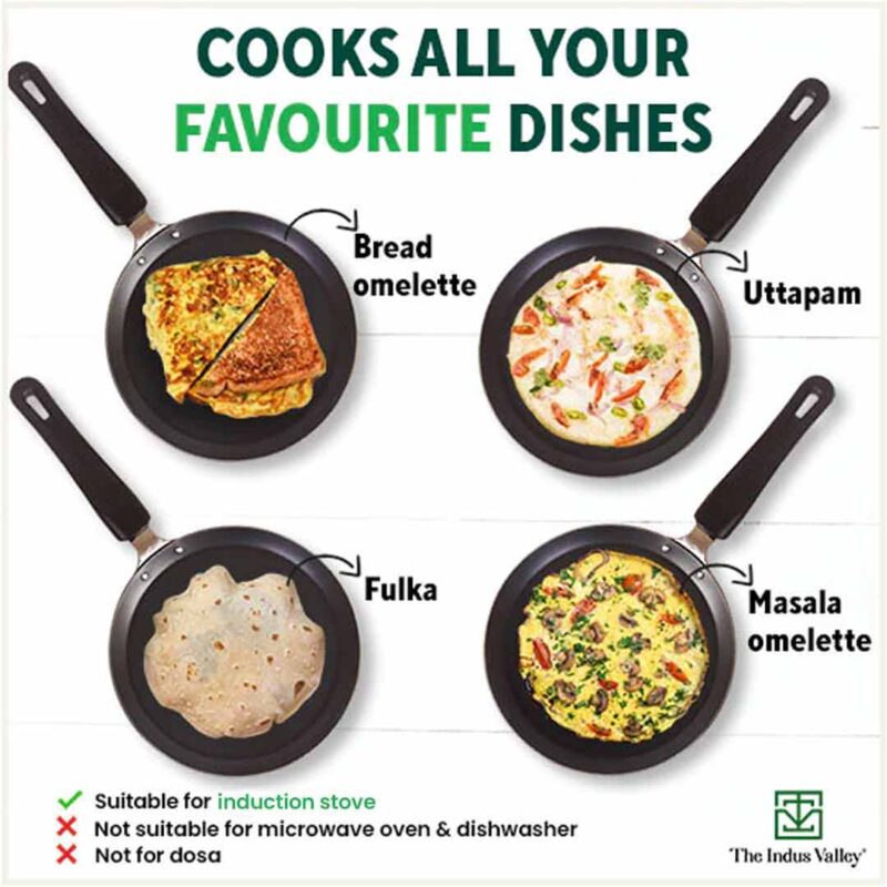 100% Pure Sheet Iron Omelette Tawa with Bakelite Handle, Seasoned, Toxin-free, Induction, 19cm, 0.56kg - Image 10