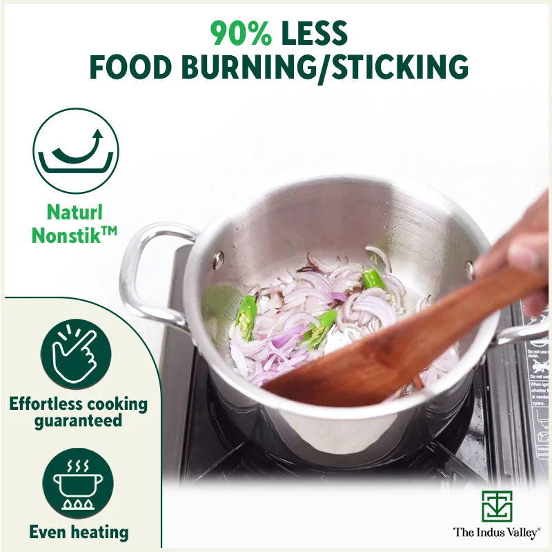 TurboCuk Tri-ply Stainless Steel Casserole/ Cooking Pot/ Sauce Pot+ Steel Lid, Premium Quality, 3 Layer Thick Body, 100% Toxin-free, Non-stick, Induction & Gas, 2.1L - Image 7