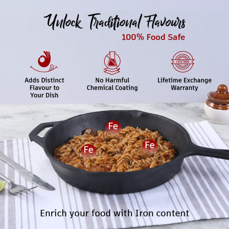 Forza Pre Seasoned 15 cm Cast Iron Fry Pan | With Lifetime Exchange Warranty | Black - Image 5