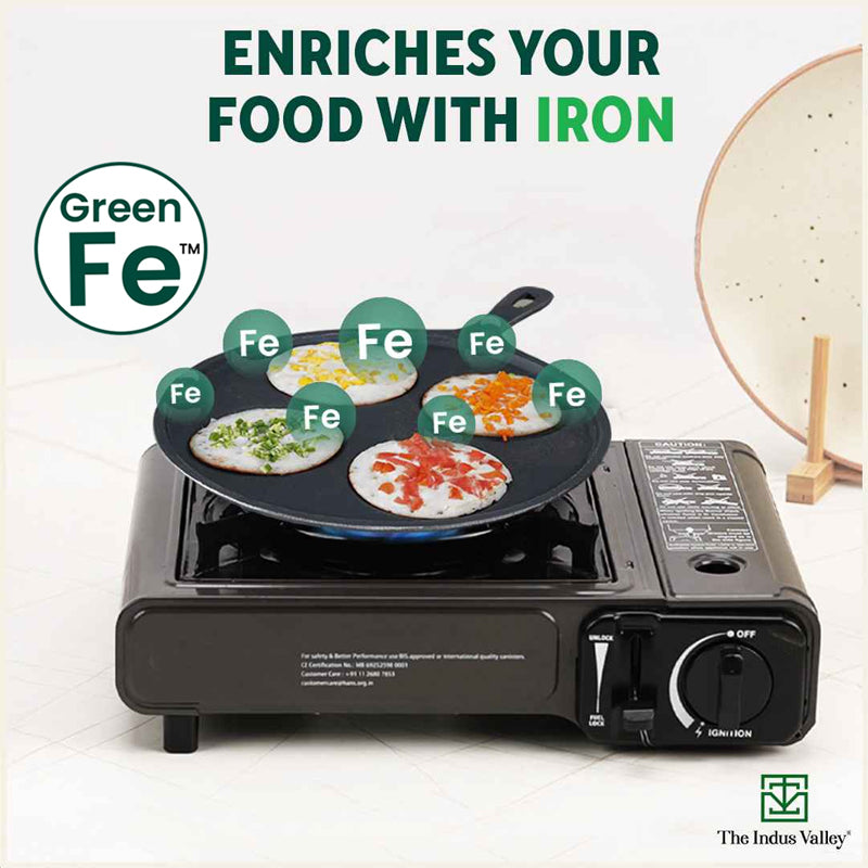 CASTrong Cast Iron Uttapam/ Set Dosa Tawa, 4 Pit,Pre-seasoned, 100% Pure, Toxin-free, Induction, 27.5cm - Image 6