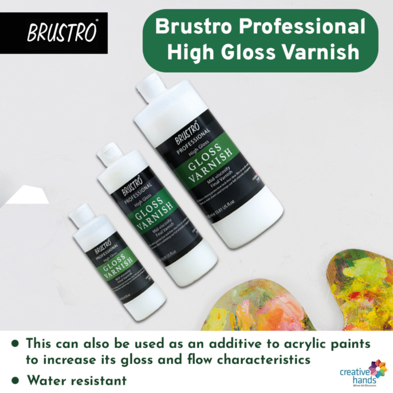 Brustro Artist's Varnish | High Gloss Finish |200ml| Apply with Brush |Perfect Coating on Acrylic Painting,Non-yellowing,Transparent,Canvas,Paper, Artwork Protection. - Image 4