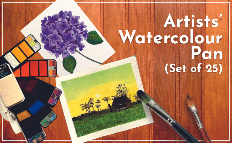 BRUSTRO Artists Watercolour Paint Pan Set of 25 with Artists Watercolour Paper 300 GSM, 25% Cotton, Color, Cold Pressed, A4 (Pack of 12), A3 (Pack of 6) & A5 (Pack of 24) - Image 5