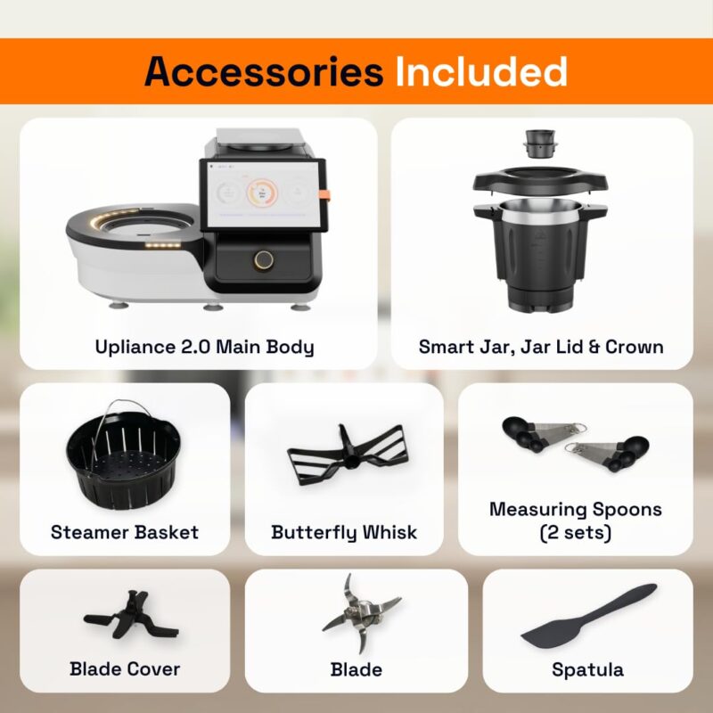 Upliance 2.0 Smart Cooking Appliance | Cook 750+ Dishes Faster | In-App Control & Nutrient Tracking | Chop, Cook, Stir & Clean | Glass Jar | 1-Year Warranty - Image 6