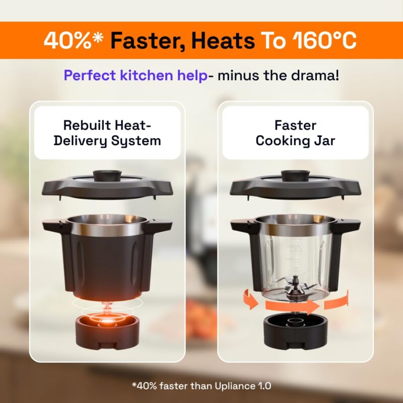 Upliance 2.0 Smart Cooking Appliance | Cook 750+ Dishes Faster | In-App Control & Nutrient Tracking | Chop, Cook, Stir & Clean | Glass Jar | 1-Year Warranty - Image 5